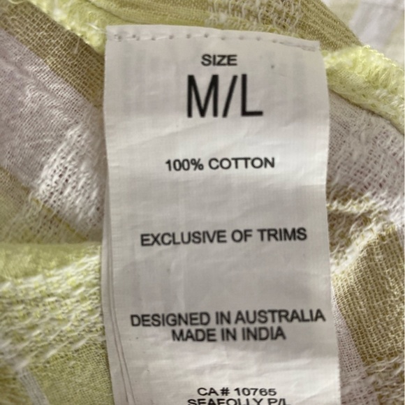 Seafolly Short V-Neck Textured Gingham Tiered Dress in Wild Lime NWT - Picture 4 of 8